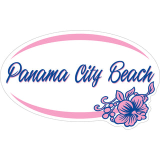 OK4 Panama City Beach Pink Purple Oval with Flowers Sticker