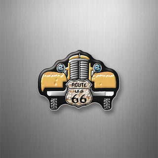 PRINT ON BLACK Route 66 Vintage Gold Truck Front View 3D Magnet