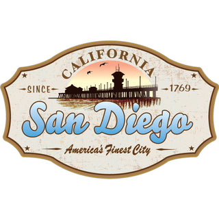 San Diego  California   Vintage Pier Silhouette Sticker