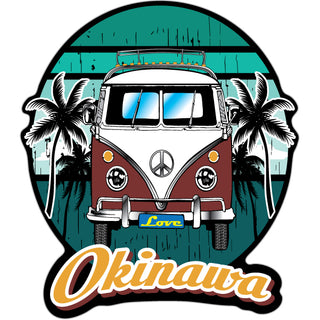Okinawa   Burgundy Bus Front View Sticker
