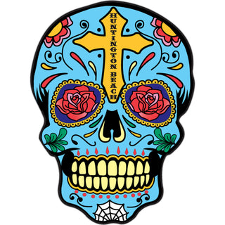 Huntington Beach Blue Sugar Skull Sticker