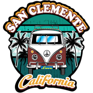 San Clemente  California   Burgundy Bus Front View Sticker