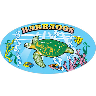 Barbados Turtle In The Sea Oval Sticker