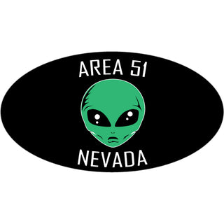 Area 51   Alien Head Black Euro Oval Sticker