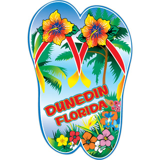 Dunedin  FL Flip Flop With Flowers Vert Sticker