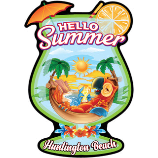 Huntington Beach   Hello Summer Parrot Sticker