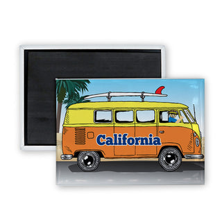 California Bus Side View Rectangle Badge Magnet