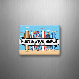 Huntington Beach  California   6 Standing Surfboards 3D Magnet
