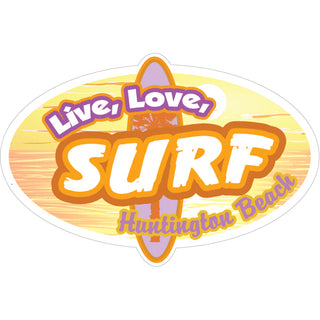 Huntington Beach   Live Love Surf Sticker