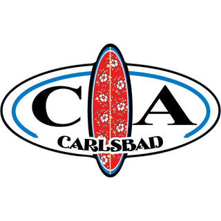 Carlsbad  CA Euro Oval with Vertical Surfboard Sticker