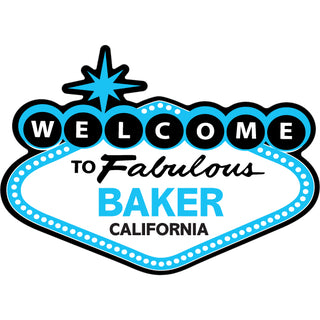 Baker  CA Sign Light Blue Sticker
