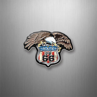 Route 66 Eagle Holding Distressed USA Shield 3D Magnet