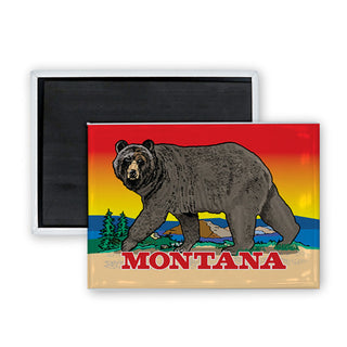MONTANA WALKING BEAR Rectangle Badge Magnet