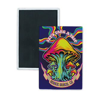 Venice Beach CA   Mushroom Groovy Rectangle Badge Magnet