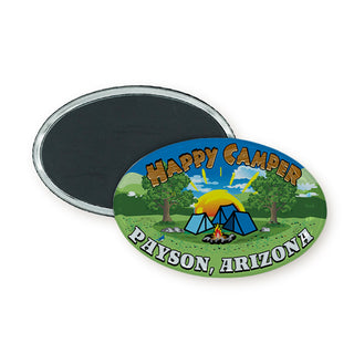Payson Arizona Happy Camper Oak Trees Oval Oval Badge Magnet