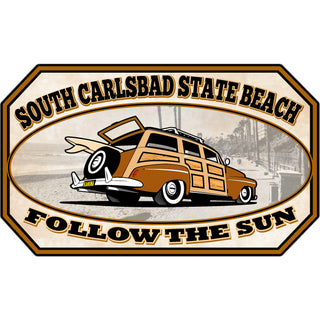 South Carlsbad State Beach Woody Follow the Sun Sticker