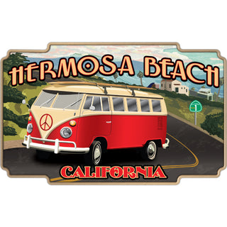 Hermosa Beach  CA   Calif Vintage Bus Sticker