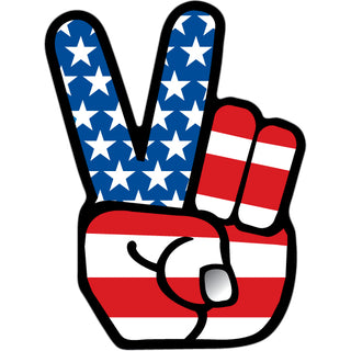 Novelty   Flag Peace Fingers Sticker