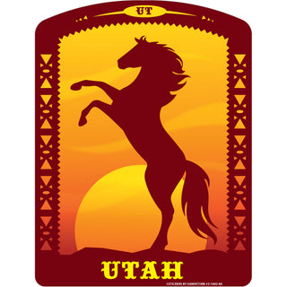 Utah   Rearing Horse Sunset Sticker
