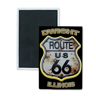 Dwight Illinois   Route 66 Rustic Sign Rectangle Badge Magnet