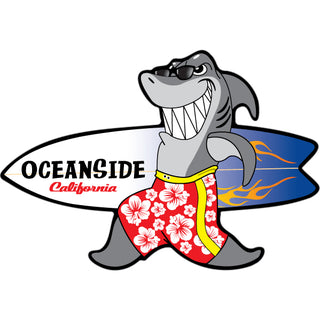 OK4 Oceanside  CA Shark w Surfboard (00192) Sticker