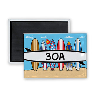 30A   6 Standing Surfboards Rectangle Badge Magnet