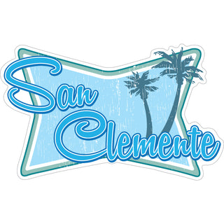 San Clemente CA Coastal Retro Squeezed Rectangle Sticker