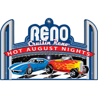 Reno 2 cars arch hot august nights Sticker