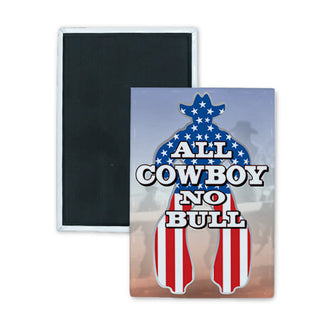 Novelty   Patriotic Cowboy Rectangle Badge Magnet
