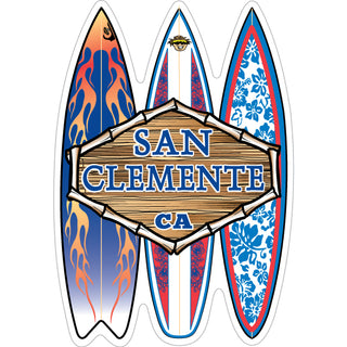 San Clemente  CA   3 Surfboards Wood Sign Sticker
