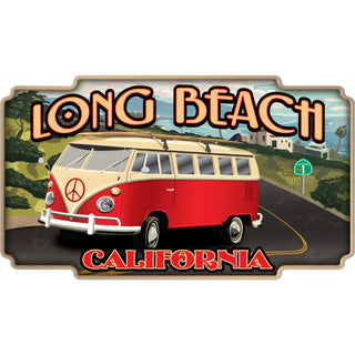 Long Beach  California   Vintage Bus on PCH Sticker