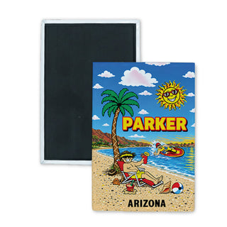 Parker Arizona   Barefoot Palm Tree Rectangle Badge Magnet