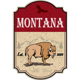 OK4 Montana Red Vert Sign with Bison Small Sticker Sticker