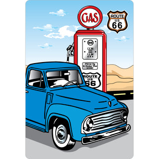 Route 66   Blue Pickup Gas Pump Sticker
