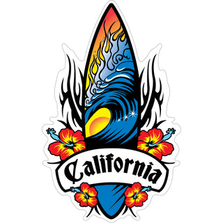 California Tribal Surfboard Vertical Sticker