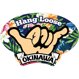 Okinawa   Floral Hang Loose Oval Sticker