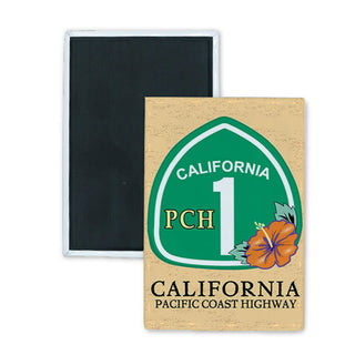 California PCH 1 sign Rectangle Badge Magnet