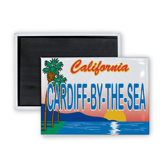 Palms Sunset License Plate   Cardiff by the Sea  CA Palms Sunset License Plate Rectangle Badge Magnet