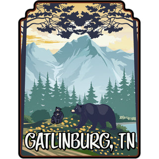 OK4 Gatlinburg TN Bears on Trail Mountain Vi   Business Card Sized Sticker Sticker