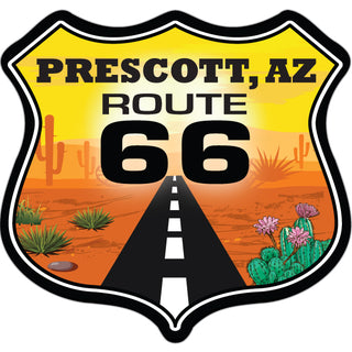 OK4 Prescott AZ  Route 66 Desert Road on Shield Sticker