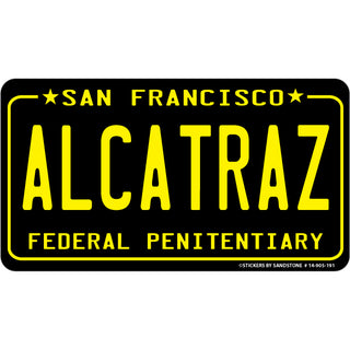 OK4 Alcatraz on Black License Plate Sticker
