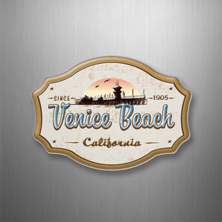 Venice Beach  California   Vintage Rectangle Pier Silhouette 3D Magnet