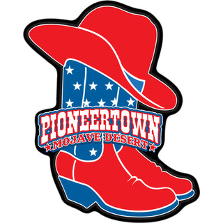Pioneertown Mojave Desert   Cowboy Hat and Boots Sticker