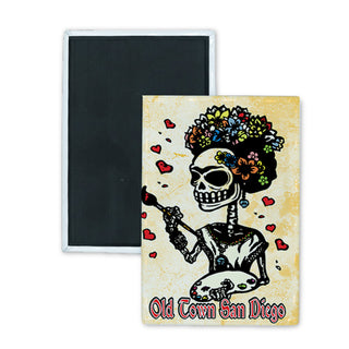Old Town San Diego   Skeleton Frida Painting Rectangle Badge Magnet