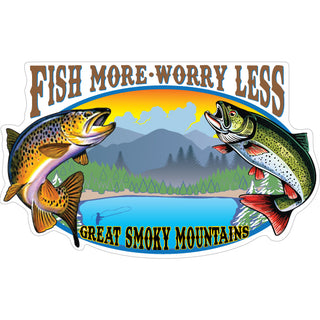 OK4 Great Smoky Mountains Fish More Worry Less (00754) Sticker