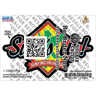 Surfs Up Hunting Beach Rasta Sticker