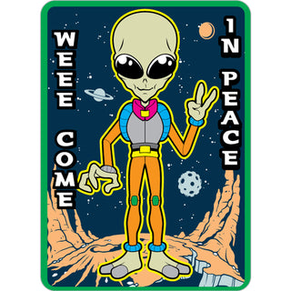 Novelty   We Come In Peace Sticker