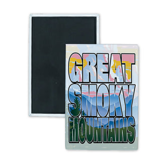 Great Smoky Mountains Mountain Filled Big Block Letters Rectangle Badge Magnet