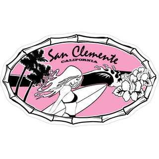 San Clemente  California   Pink Surfer Girl Sticker
