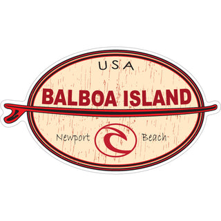 Balboa Island Newport Beach Horizontal Surfboard Sticker
